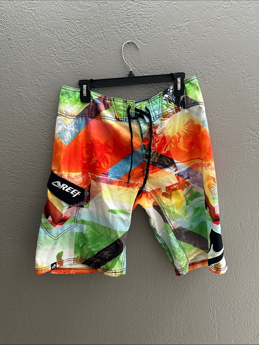 Reef Multicolor Orange Green Blue Graphic Board Shorts